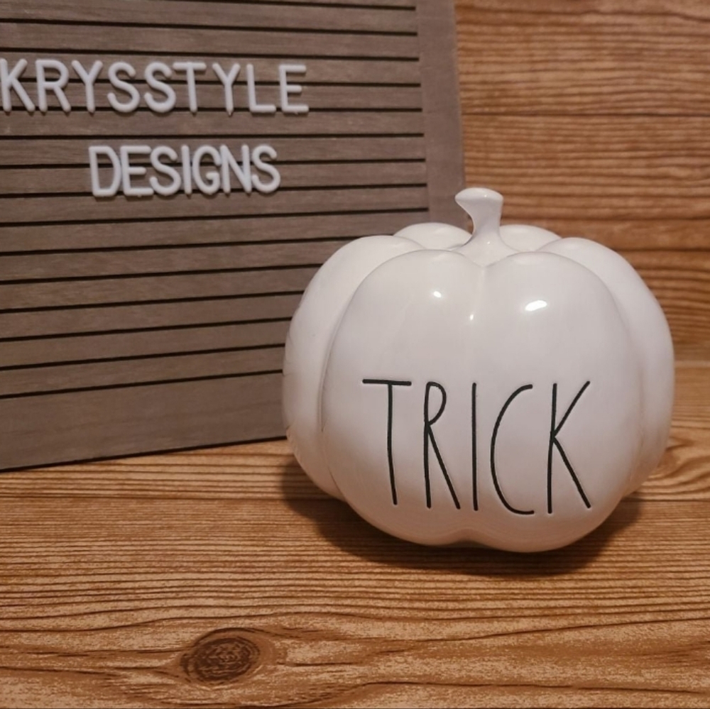 Rae Dunn Trick Display Pumpkin White Halloween